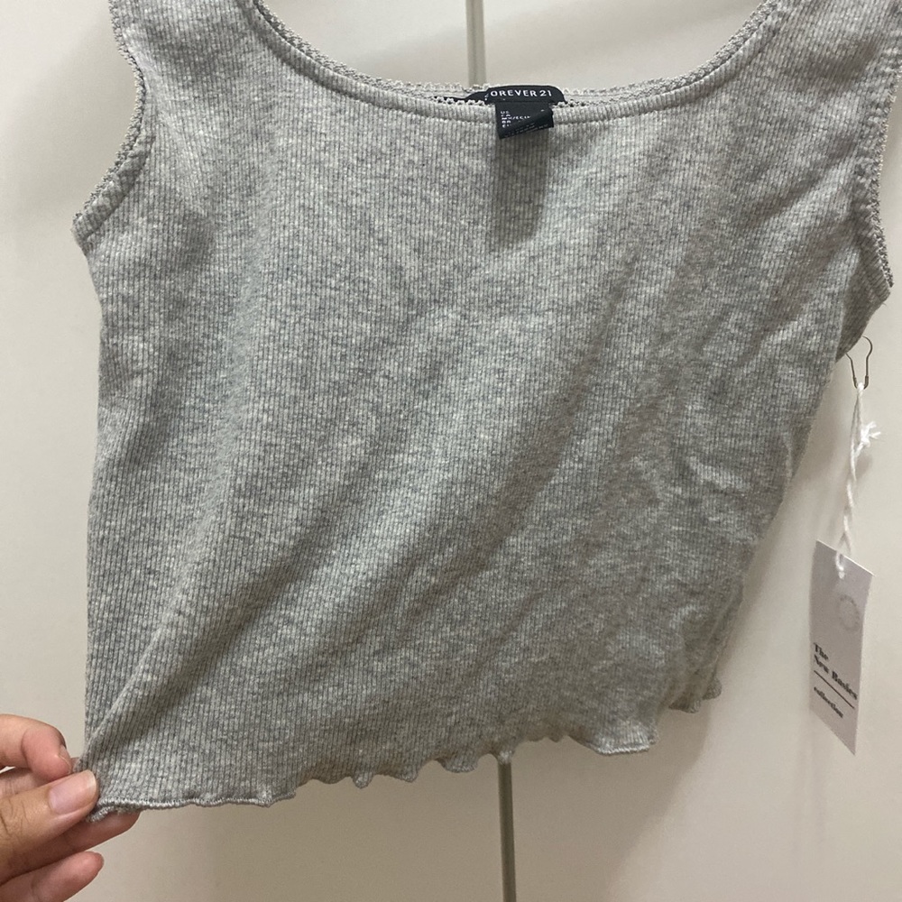 Grey Cropped Tank Top - Picture 5 of 5